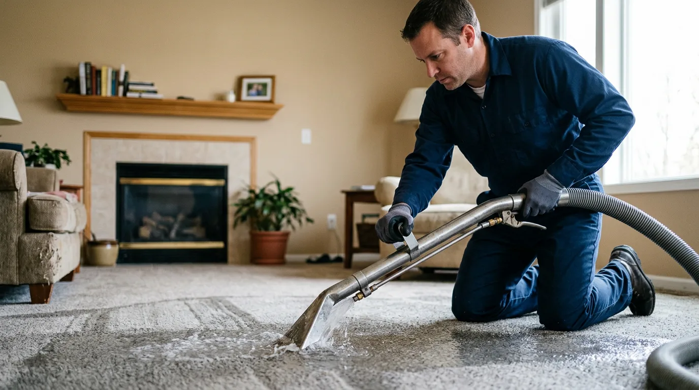 Water damage restoration technician working near May, ID